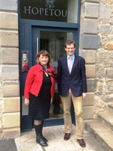 Fiona Hyslop  MSP visiting the Estate's archives with Lord Hopetoun