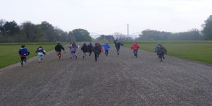 Children running down royal drive